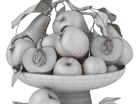 Bowl of peaches and pears 3D 模型