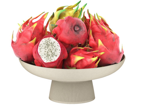 Bowl of dragon fruits 3D-Modell