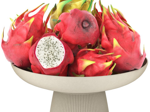 Bowl of dragon fruits 3D Model