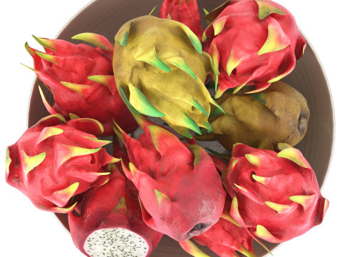 Bowl of dragon fruits 3D Model