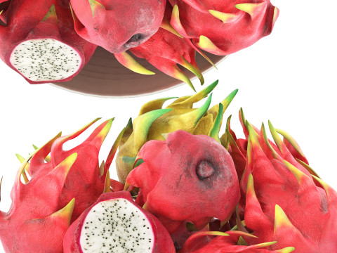Bowl of dragon fruits 3D Model