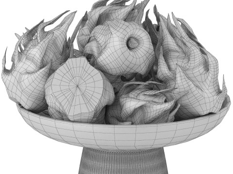 Bowl of dragon fruits 3D Model