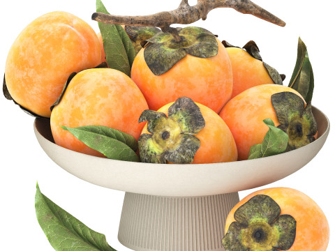 Bowl of persimmon fruit 3D Model