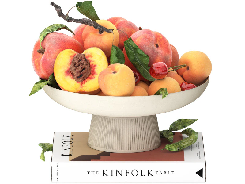 Ciotola di albicocche, pesche e ciliegie Modello 3D .c4d .max .obj .3ds .fbx .stl .blend 