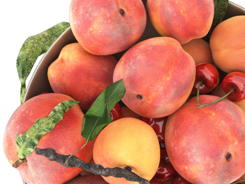 Bowl of apricots peaches and cherries Modelo 3D