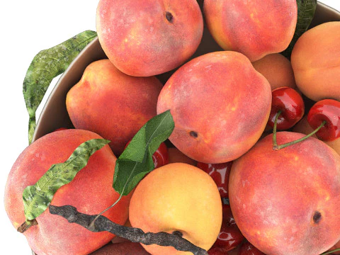 Ciotola di albicocche, pesche e ciliegie Modello 3D