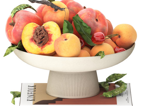 Bowl of apricots peaches and cherries Modelo 3D