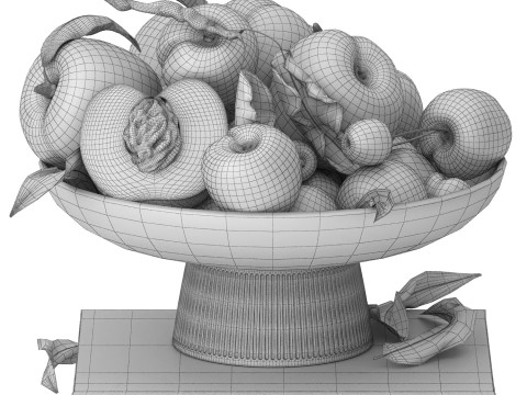 Bowl of apricots peaches and cherries Modelo 3D