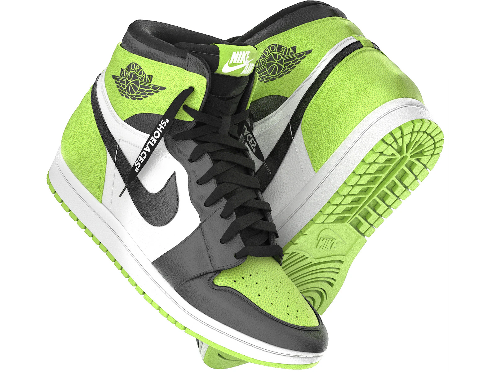 Nike air 1 retro green shoe 3D Model .c4d .max .obj .3ds .fbx .stl .blend 