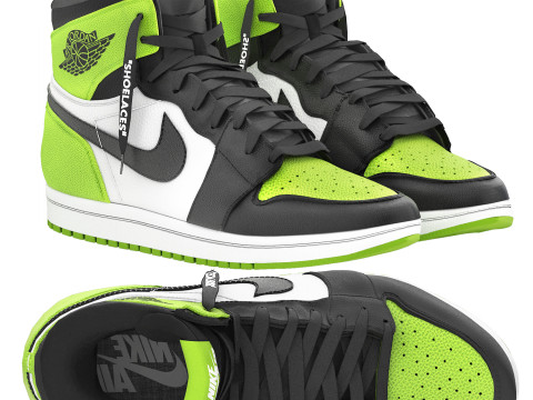 Nike air 1 retro green shoe Modèle 3D