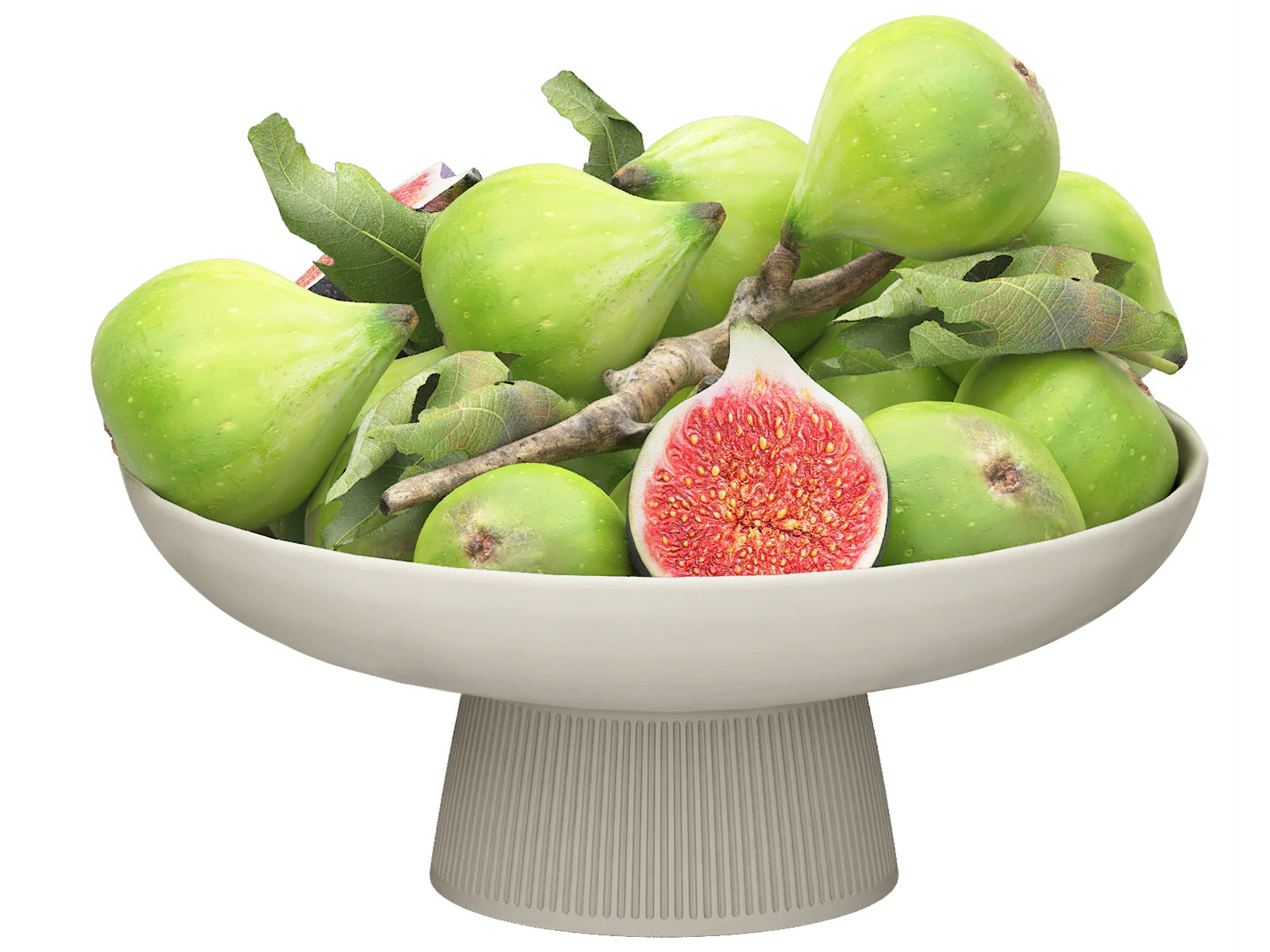 Bowl of green figs 3D Model .c4d .max .obj .3ds .fbx .stl .blend 