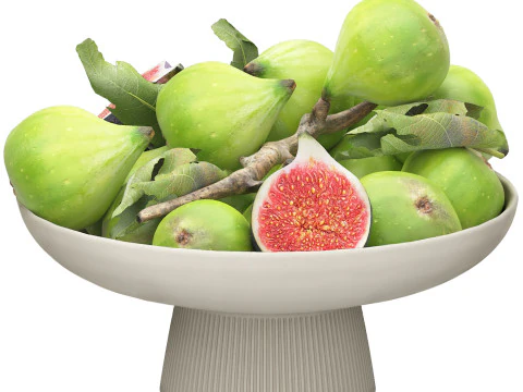 Bowl of green figs 3D Model