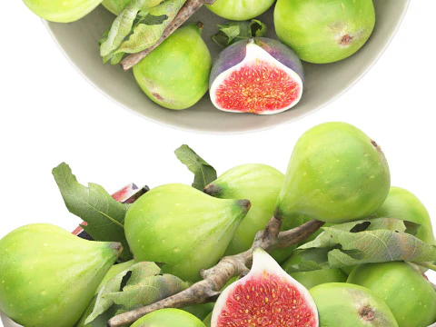 Bowl of green figs 3D Model