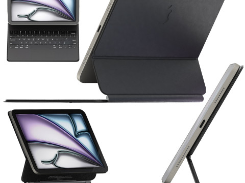 Black apple magic keyboard with ipad air Modèle 3D