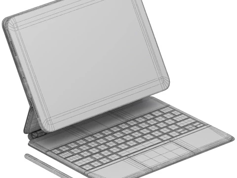 Black apple magic keyboard with ipad air 3D Model