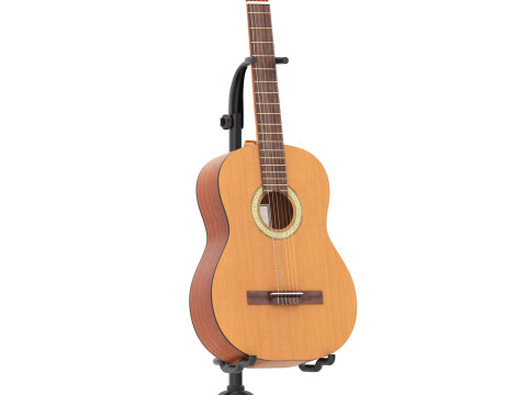Classical guitar with tripod stand 3D 모델