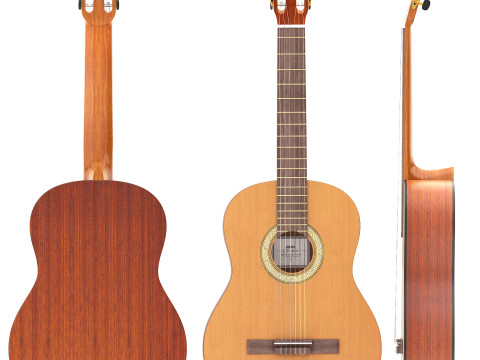 Classical guitar with tripod stand 3D 모델