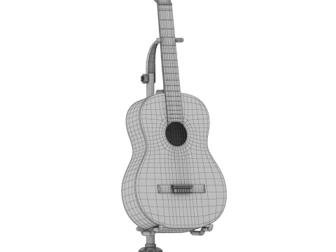 Classical guitar with tripod stand 3D 모델