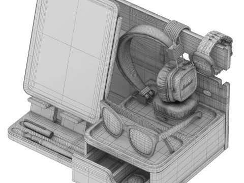 Organizer da comodino in legno Modello 3D