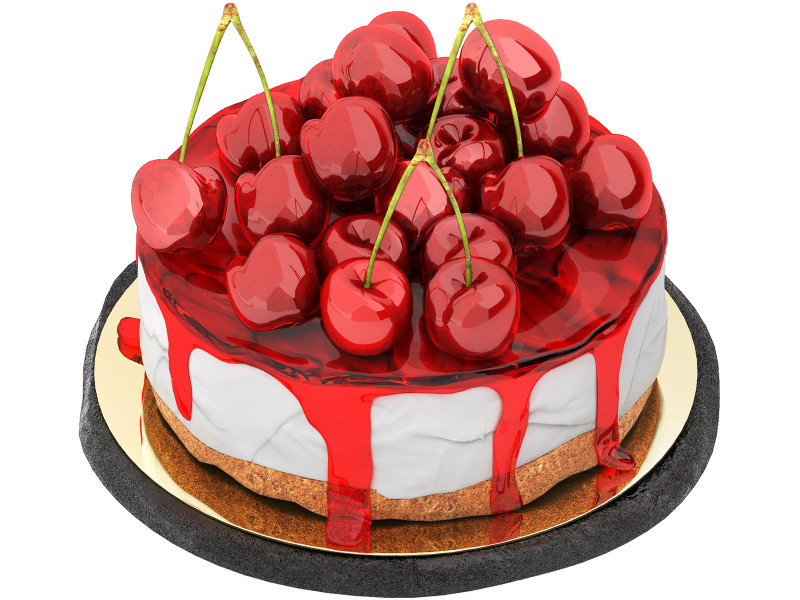 Cherry cream cake 3D Modell .c4d .max .obj .3ds .fbx .stl .blend