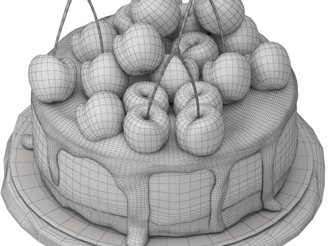 Cherry cream cake 3D Modell