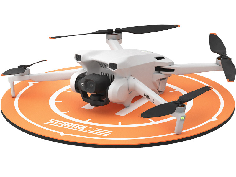 Drone dji mini with landing pad 3D Model .c4d .max .obj .3ds .fbx .stl .blend