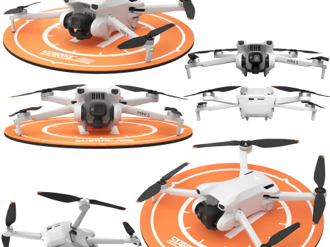 Drone dji mini con piattaforma di atterraggio Modello 3D