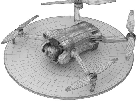 Drone dji mini with landing pad 3D Model