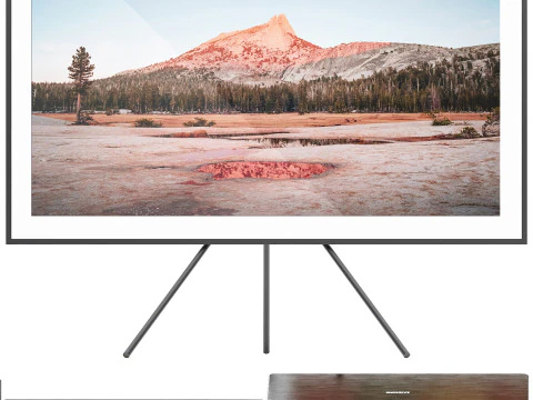 Samsung frame tv with stand remote and connect box 3D Model