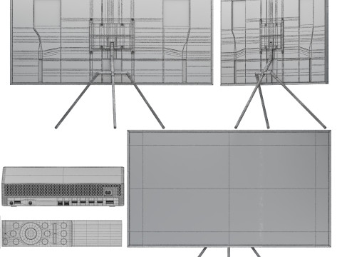Samsung frame tv with stand remote and connect box 3D Модель