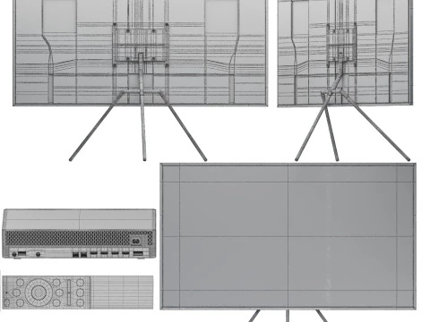 Samsung frame tv with stand remote and connect box 3D Model