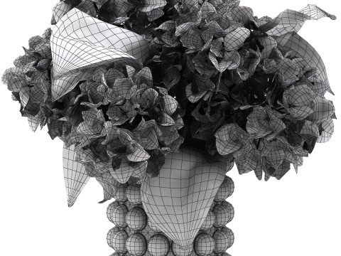 Ceramic vase of hydrangea Model 3D