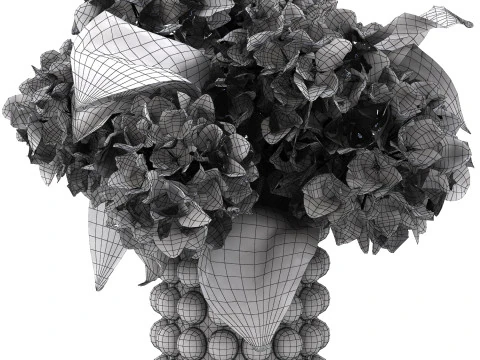Ceramic vase of hydrangea 3D Model