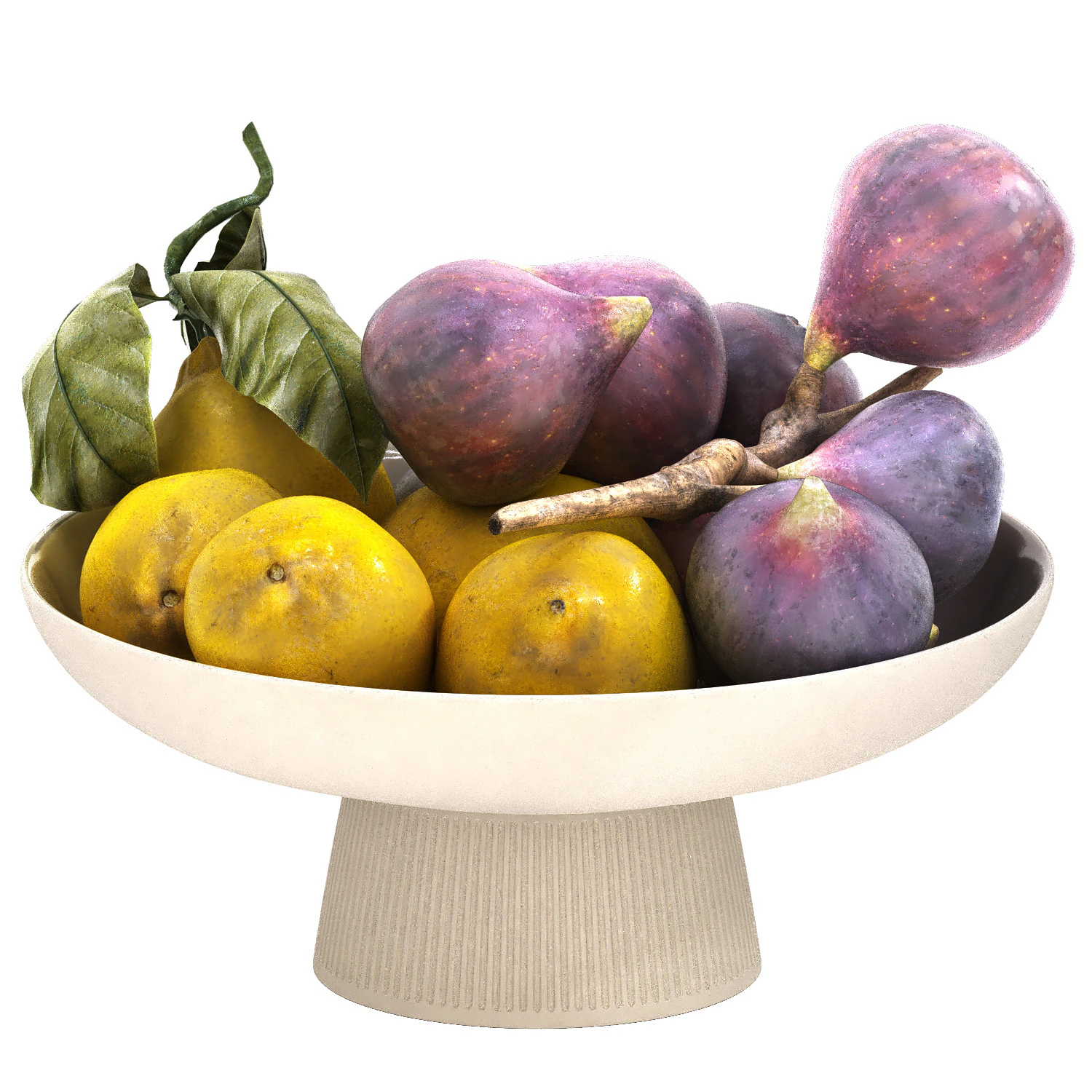 Bowl of figs and yellow lemons 3D Model .c4d .max .obj .3ds .fbx .stl .blend 