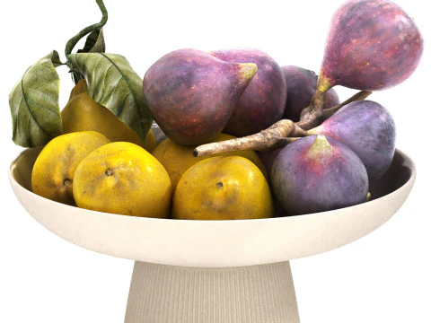 イチジクと黄色いレモンのボウル 3Dモデル