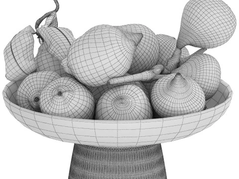 Bowl of figs and yellow lemons 3D Model