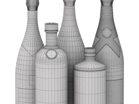 Collection of champagne and wine 3Dモデル