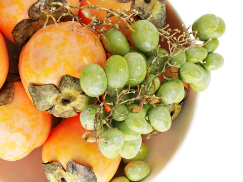 Ciotola di frutta dell'uva verde del cachi Modello 3D