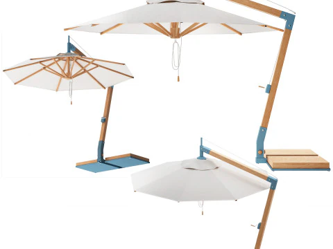 Levante bamboo cantilever umbrella from bambrella 3D Model