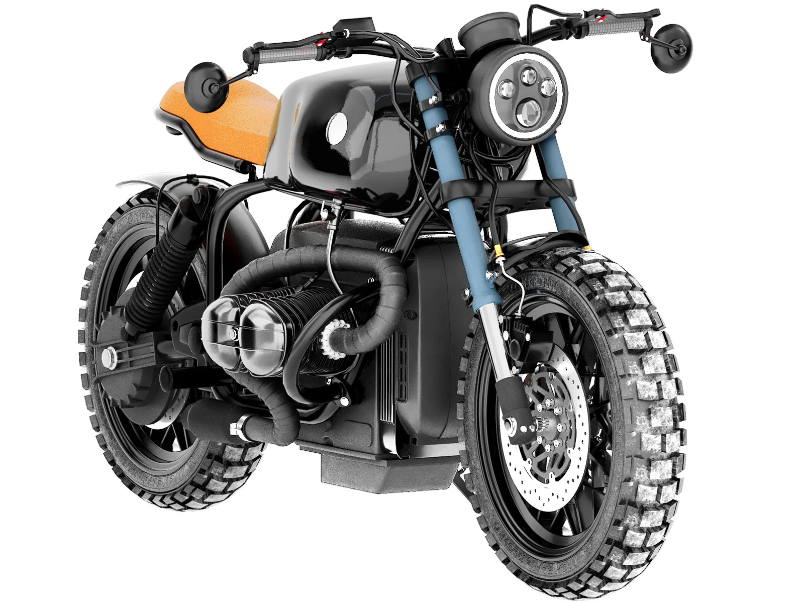 Black motorcycle 3D Model .c4d .max .obj .3ds .fbx .stl .blend 