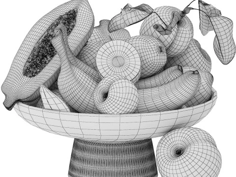 Bowl of tropical fruits 11 3D Model