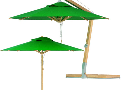 Guarda-chuva de bambu verde levante da bambrella Modelo 3D