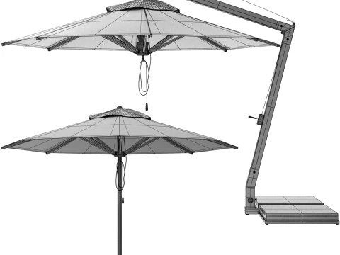 Guarda-chuva de bambu verde levante da bambrella Modelo 3D