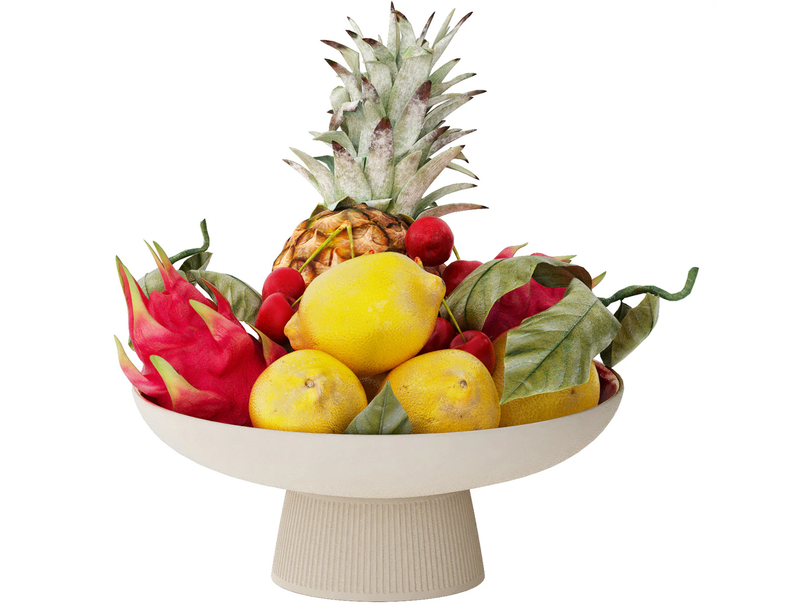 Bowl of tropical fruits 12 3D Model .c4d .max .obj .3ds .fbx .stl .blend 