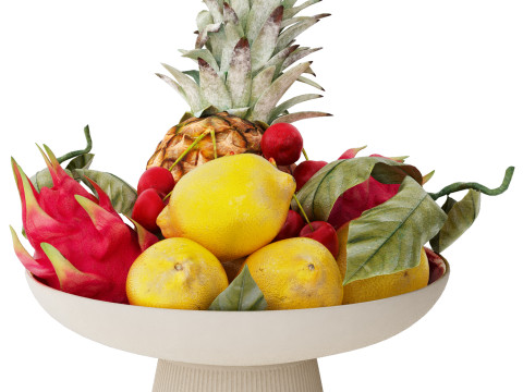 Bowl of tropical fruits 12 3Dモデル