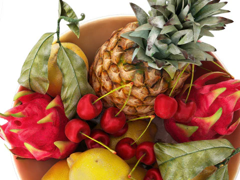Bowl of tropical fruits 12 3D Model
