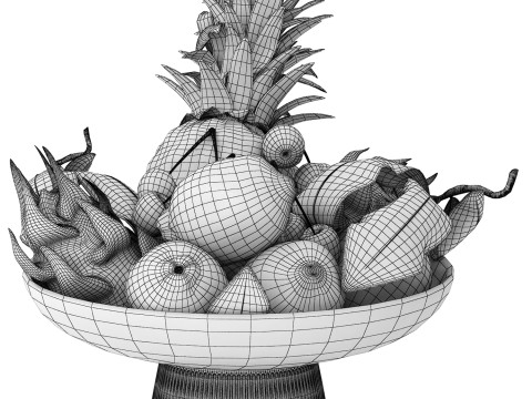 Bowl of tropical fruits 12 3Dモデル