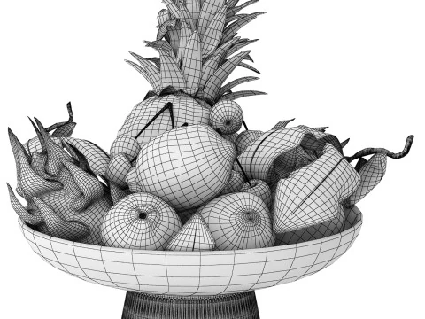 Bowl of tropical fruits 12 3D Model