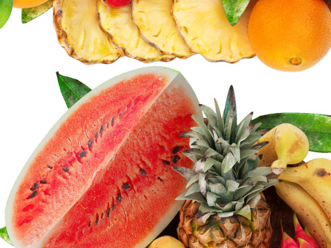 Plate of tropical fruits 13 Modello 3D