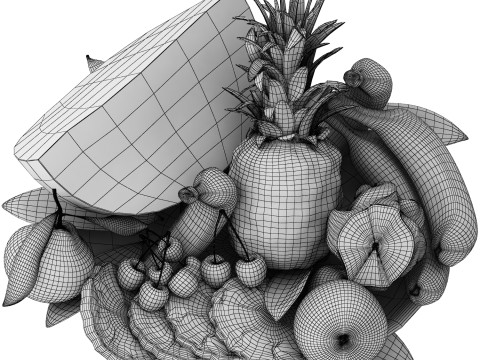 Plate of tropical fruits 13 Modello 3D